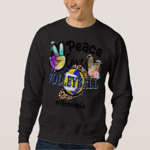 Sudadera Peace Love Volleyball Nonna Life Mom Grandma Leopa