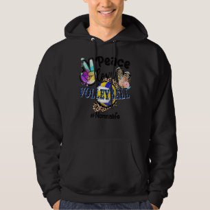 Sudadera Peace Love Volleyball Nonna Life Mom Grandma Leopa