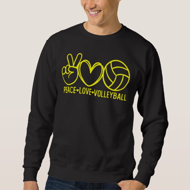Sudadera Peace Love Volleyball Sports Mom Game Day Team Coa (Anverso)