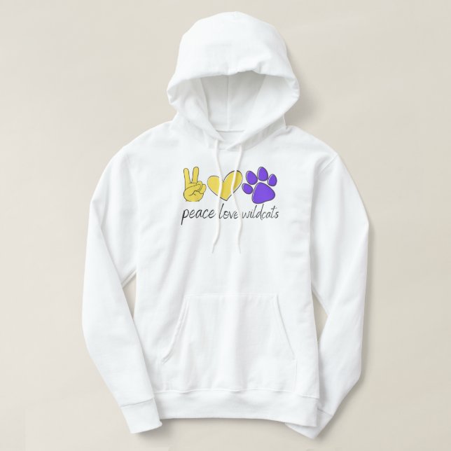 Sudadera Peace Love Wildcats School Team Spirit (Diseño del anverso)