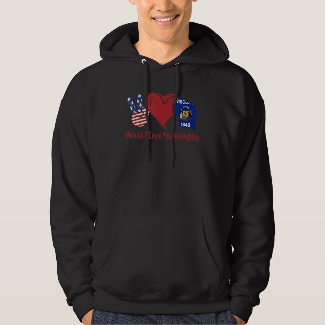 Sudadera Peace Love Wisconsin (Anverso)