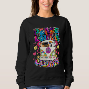 Sudadera Peace Love Y Calicos Hippie Beatnik Kitty Cat Fe