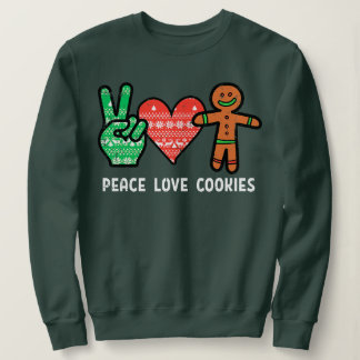 Sudadera Peace Love Y Cookies Santa Gingerbread Cookie Lo