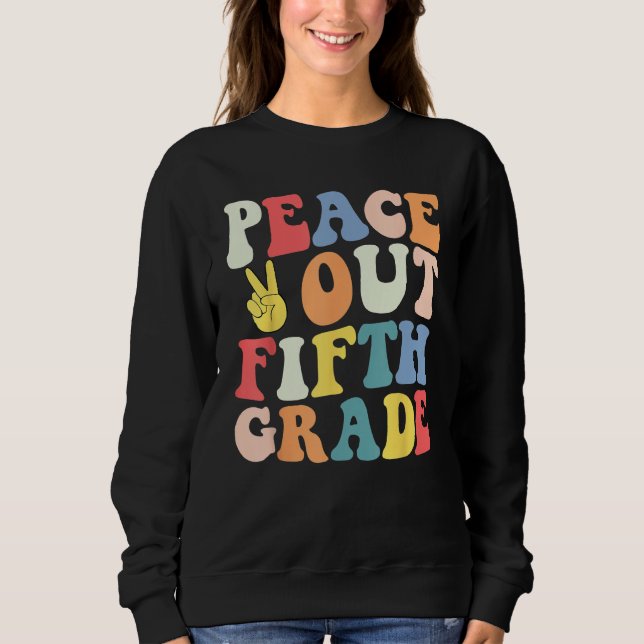 Sudadera Peace Out 5th Grade Retro Pastel Happy Last Day Ou (Anverso)