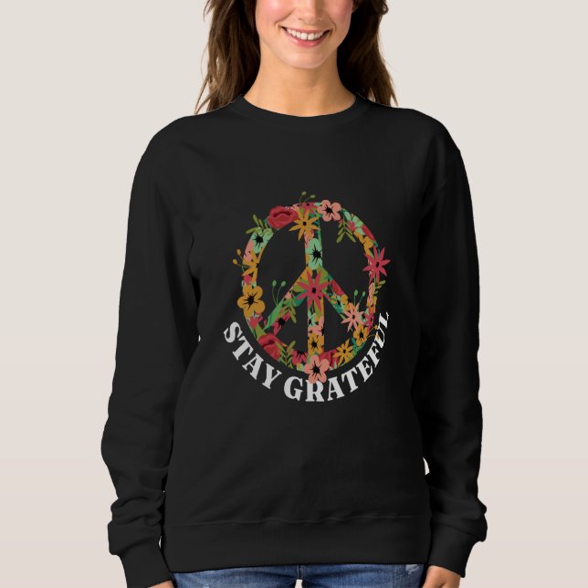 Sudadera Peace sign Love Hippie Peace Freedom Bliss Flowers (Anverso)