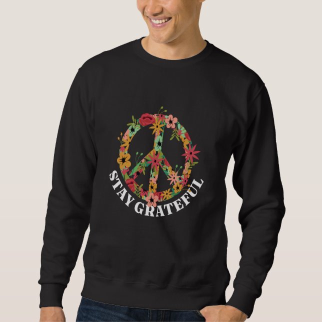 Sudadera Peace sign Love Hippie Peace Freedom Bliss Flowers (Anverso)