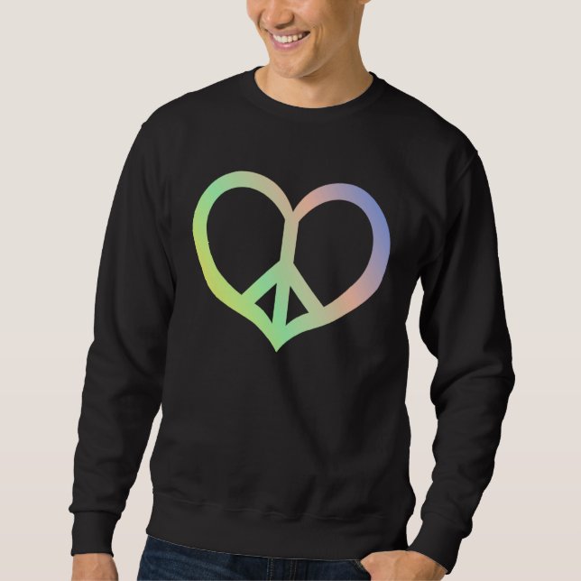 Sudadera Peace Sign Symbol Heart Hippie 60s Freedom Retro W (Anverso)
