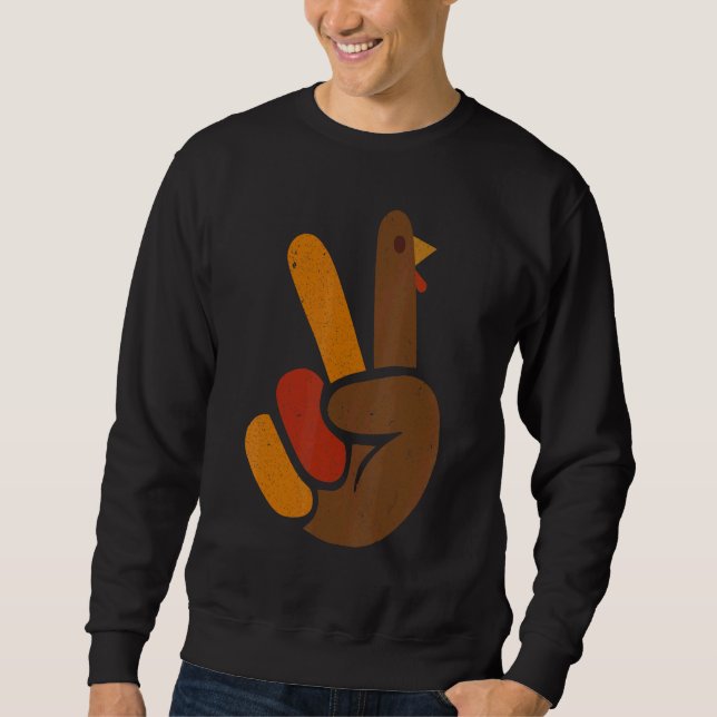 Sudadera Peace Sign Turkey Hand Cool Thanksgiving Men Women (Anverso)