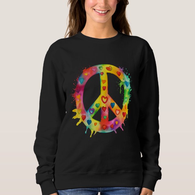 Sudadera Peace Sign World Love Flowers Hippie Groovy Vibes  (Anverso)