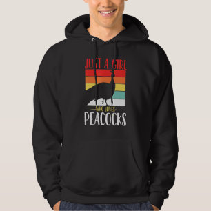 Sudadera Peacock sólo un Chica que ama el retro de los pavo