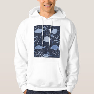 Sudadera Peces dormidos monocromos, patrón oscuro.