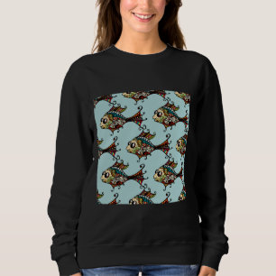 Sudadera Peces multicolores florales exóticos Patrón O