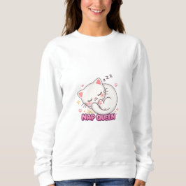 Sudadera Pegatina de Gata Reina Dormilona | Gato Dormido Ad
