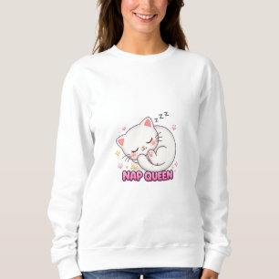 Sudadera Pegatina de Gata Reina Dormilona   Gato Dormido Ad