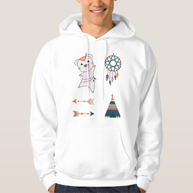 Sudadera Pegatina de oso polar indio Set Bear Dreamcatcher (Anverso)