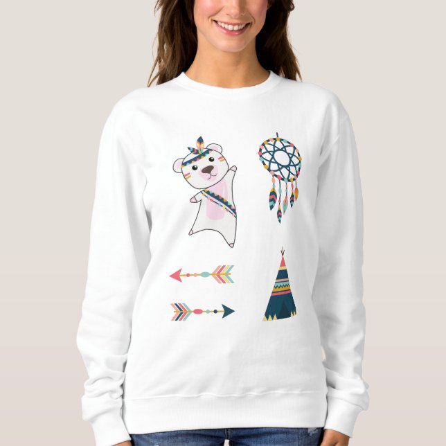 Sudadera Pegatina de oso polar indio Set Bear Dreamcatcher (Anverso)