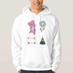 Sudadera Pegatina de oso rosado indio Set Bear Dreamcatcher