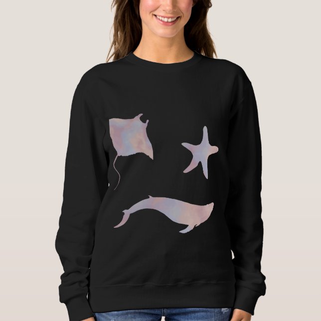 Sudadera Pegatina Estético Pastel Stingray Ballena Starfish (Anverso)