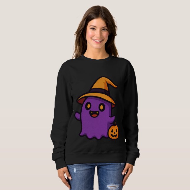 Sudadera Pegatina fantasma de Halloween (Anverso completo)
