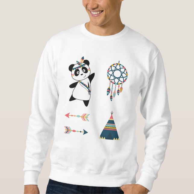 Sudadera Pegatina indio de oso panda Set Teepee (Anverso)