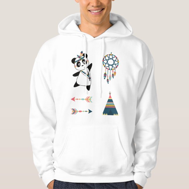 Sudadera Pegatina indio de oso panda Set Teepee (Anverso)