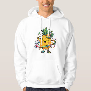 Sudadera Pegatina Tropical Kawaii de Piña con Hula Hoop