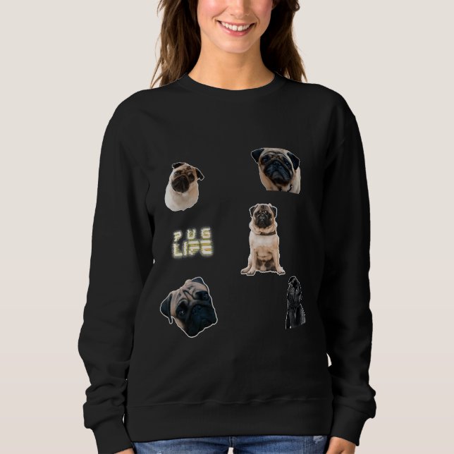 Sudadera Pegatinas Pug camiseta clásica 655 (Anverso)