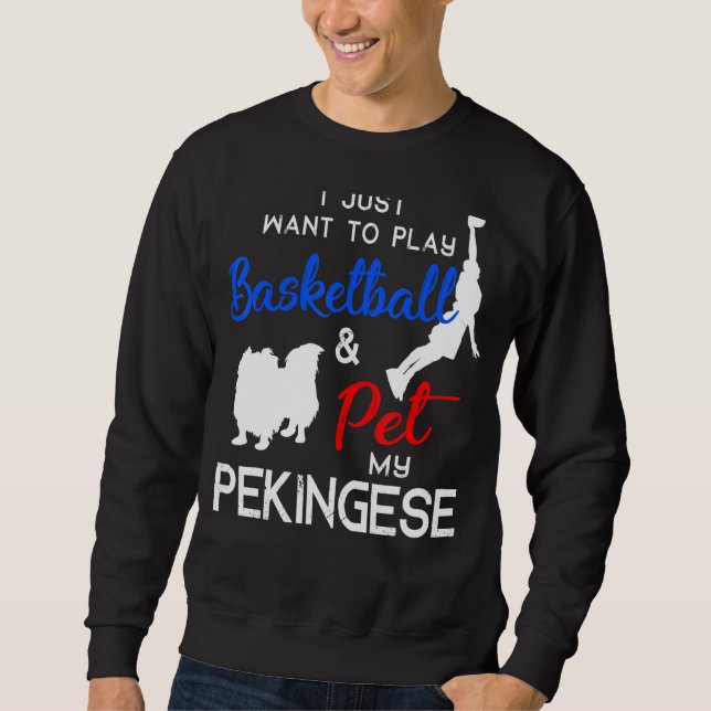 Sudadera Pekingese, graciosa dueña de un perro de baloncest (Anverso)