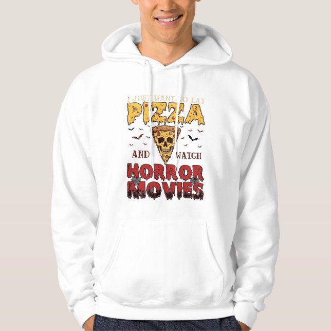 Sudadera Películas de terror de pizza Halloween Calavera Mu (Anverso)