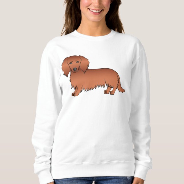 Sudadera Pelo Rojo Largo Dachshund Cute Cartoto Perro (Anverso)