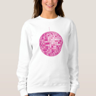 Sudadera Pelota Disco rosa, bola espejo, retro, 70, 80,
