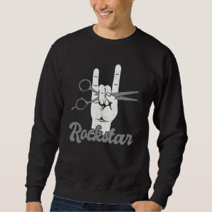 Sudadera Peluquero rockstar cuernos con las manos, divertid