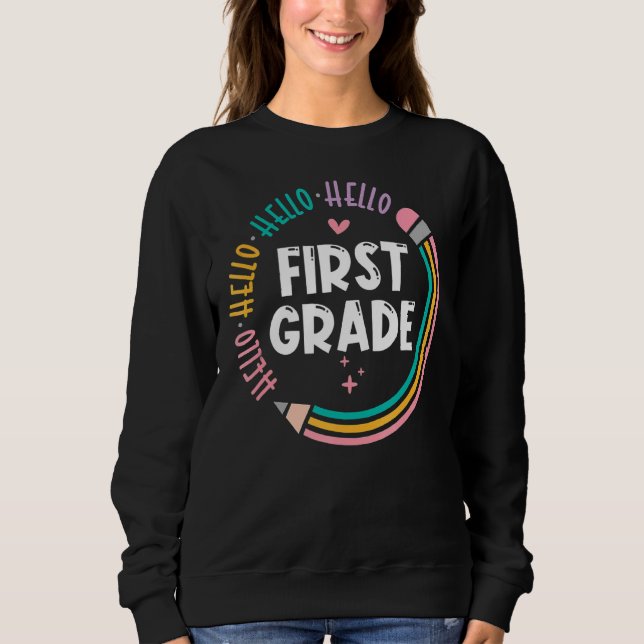 Sudadera Pencil Hello First Grado Equipo 1er Grado Profesor (Anverso)