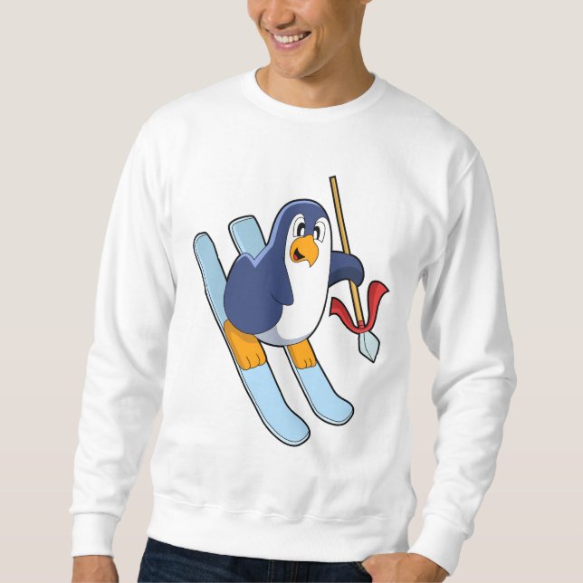 Sudadera Penguin as Skier with Ski (Anverso)