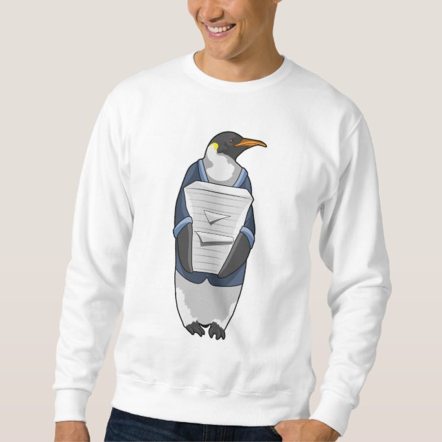 Sudadera Penguin como secretario con pila de papel (Anverso)