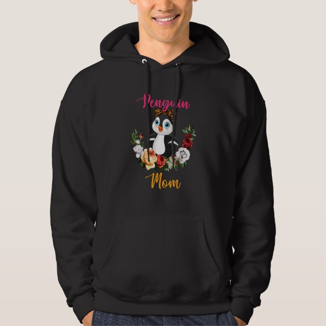 Sudadera Penguin Mom Floral Penguin Bow Tie Lover Mother's  (Anverso)