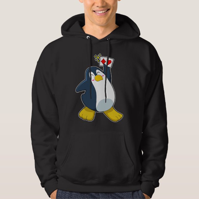 Sudadera Penguin Poker Poker cards Card game (Anverso)