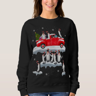 Sudadera Penguins Lover Red Truck Santa Hat Penguin Christm