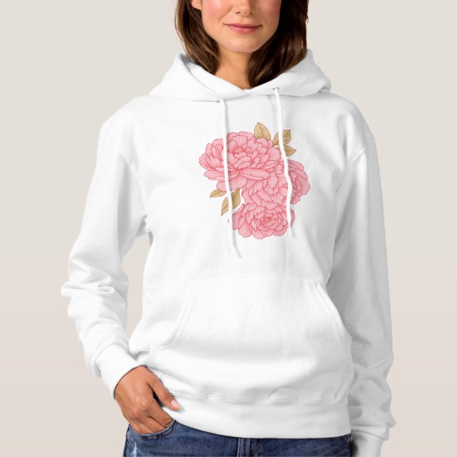 Sudadera Peonies Elegantes - Ilustracion floral rosa suave (Anverso)