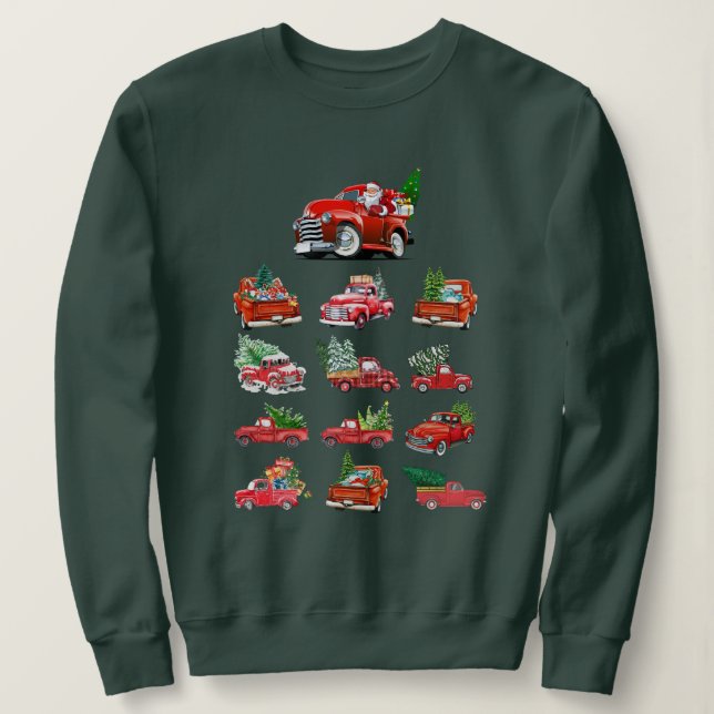 Sudadera Pequeño Camión Rojo cargando un árbol de Navidad (Anverso del diseño)