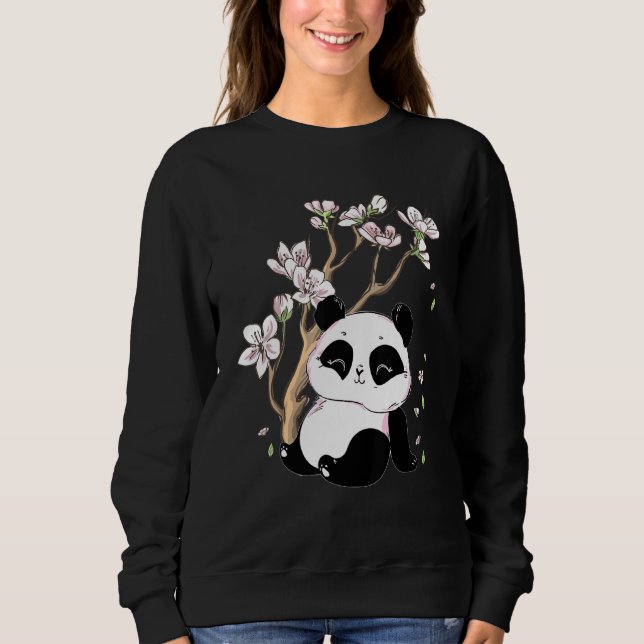 Sudadera Pequeño Panda Con Flores En El Árbol (Anverso)