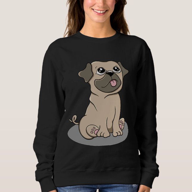 Sudadera Pequeño pug lindo camiseta clásica 221 (Anverso)