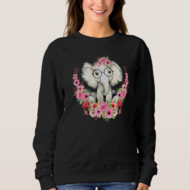 Sudadera Pequeños elefantes cutáneos niños con flores Chica (Anverso)