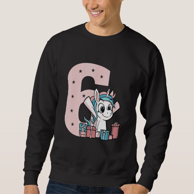 Sudadera Pequeños niños unicornios sexto cumpleaños (Anverso)