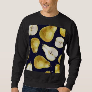 Sudadera pera madura, fondo negro, arte de jardín