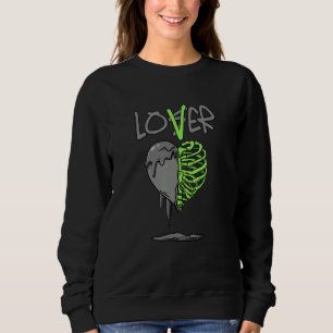 Sudadera Perdedor Corazón Hueso Goteando Retro Judía Verde 