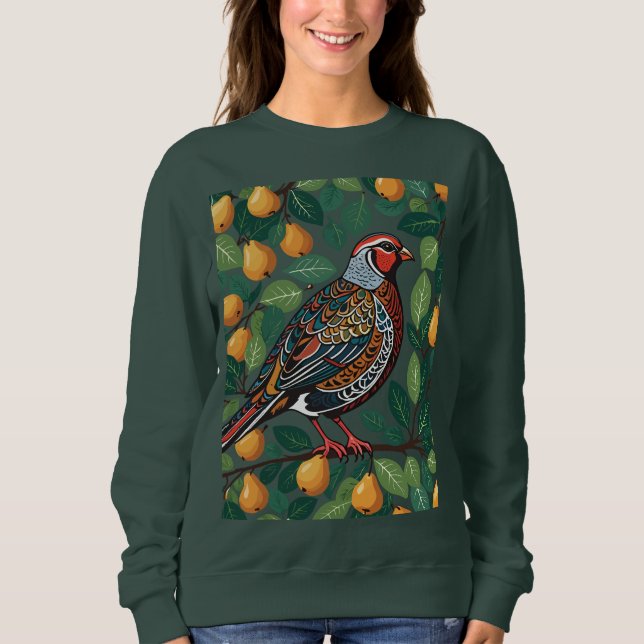 Sudadera Perdiz en un árbol de pera recorte estilo 2 (Anverso)