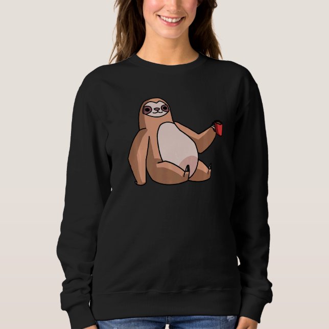 Sudadera Perezoso con el café Mug frio (Anverso)