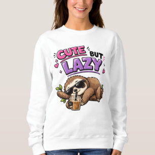 Sudadera Perezoso lindo pero perezoso con café helado