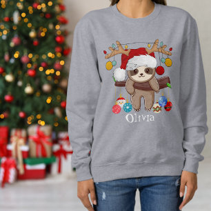 Sudadera Perezoso lindo personalizado, sombrero de Santa, b